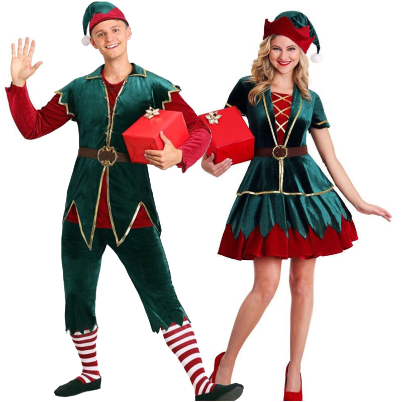Elf Costume Christmas - Carnaval Couple mascotte de noël Costume