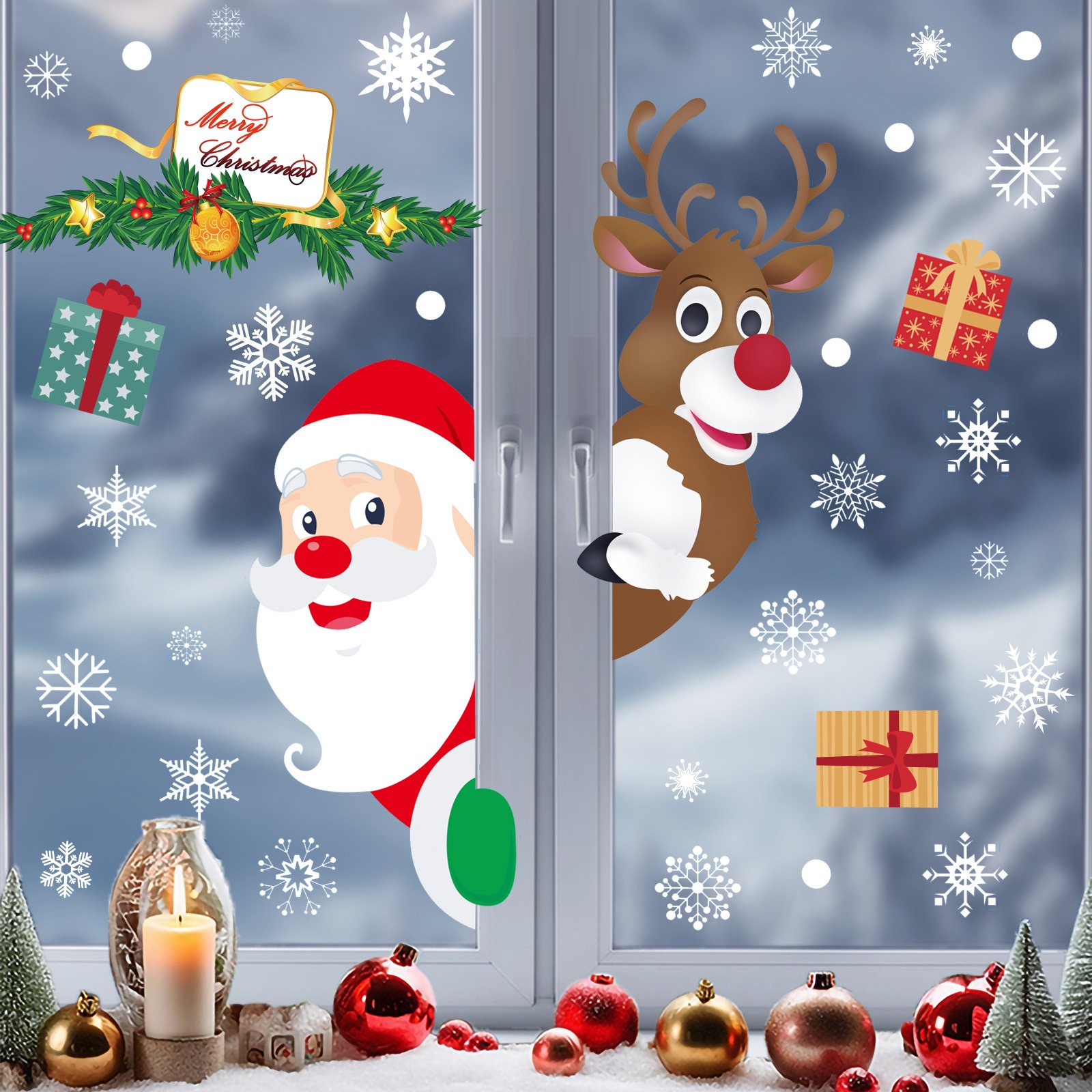 Snowflake Window Decal - Autocollants de Noël pour fenêtre, flocons